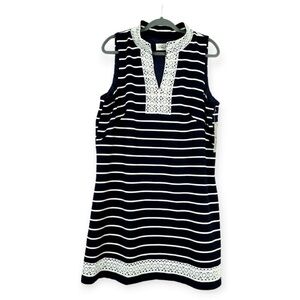 Eliza J Mandarin collar striped stretch shift dress size 18 new with tag